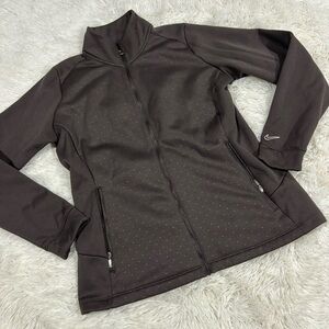 NIKE GOLF Tour Performance Brown Full Zip Up Jacket Dots, Fleece Woman’s Large